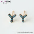 94995 xuping stylish women beautiful gift party specially design precious blue turquoise stud earring with letter y jewelry